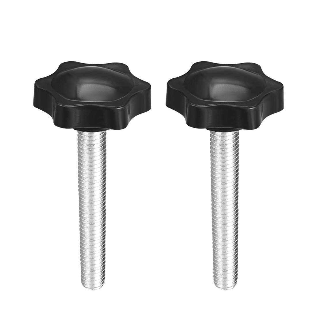 uxcell Clamping Screw Knob, 38mm Dia Plum Hex Shaped Grips Star Knob Thread Diameter M8 Thread Length 50mm Male Thread, 2pcs