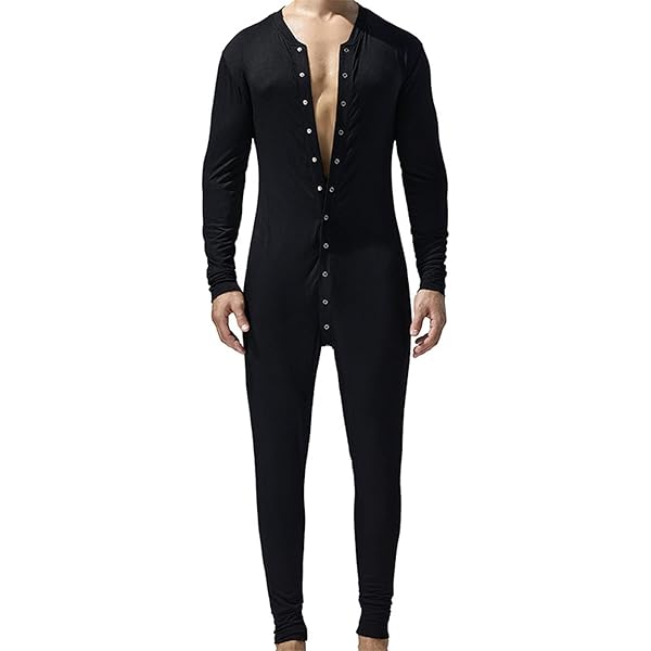 Union Suit Ekouaer Men's One Piece Pajama Thermal Full Button Long