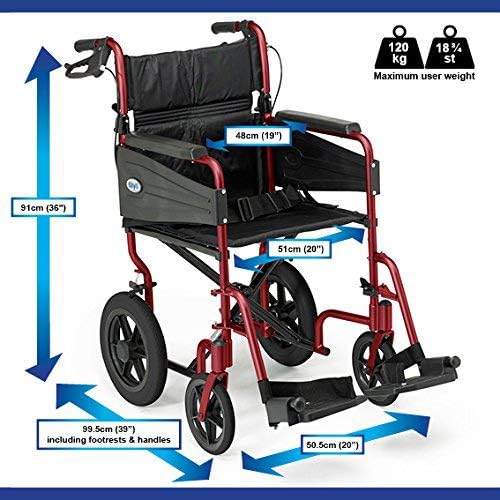 Days Lightweight Wheelchair for Adults Escape Folding Wheelchairs, Compact Wheel Chair with Adjustable Footrests - Image 3