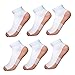 6 Pairs Copper Antibacterial Athletic Ankle Sport Socks For Men and Women (S/M, WHITE)