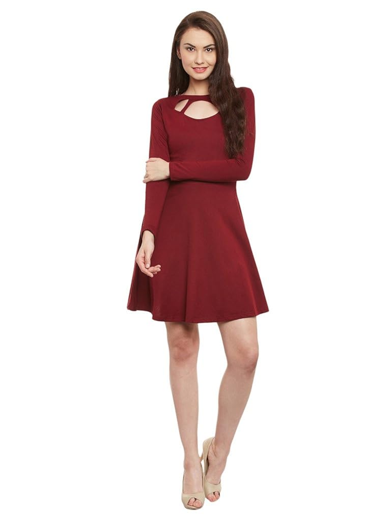 miss chase womens maroon skater dress