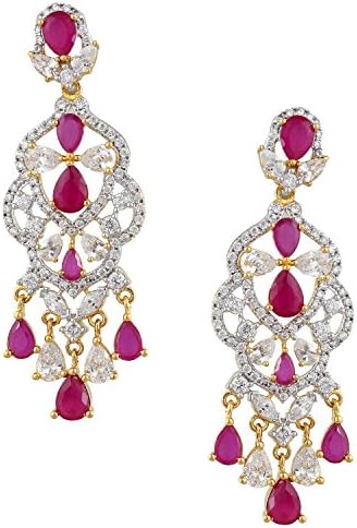 Swasti Jewels Women's American Diamond CZ Zircon Fashion Traditional Ethnic Jhumkas Earrings