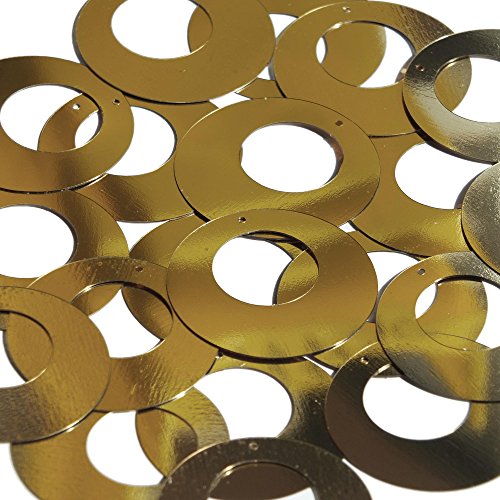 Gold Sequin Circle Loop Ring 1.5 inch Couture Paillettes. Made in USA. Loose sequins for embroidery, bridal, applique, arts, crafts, and embellishment