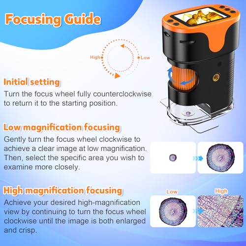 Digital Microscope for Kids Ages 6-12: 4K 2.0" Screen USB Portable Miniscope Rechargeable Handheld Coin Magnifying Glass Edu Science STEM Toy Gift for Boys Girls Christmas w/ 32G Card EVA Case