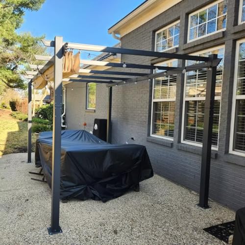 Domi Outdoor Living 10’ X 10’ Outdoor Retractable Pergola with Weather-Resistant Canopy Aluminum Garden Pergola Patio Grill Gazebo for Courtyard image 20