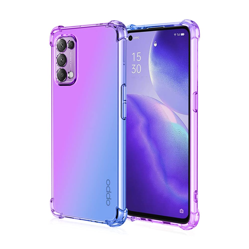 RonRun Case for Oppo Find X3 Lite Cover Gradient TPU Case with Anti Scratch and Shockproof Crystal Clear Protective Cover purple/blue
