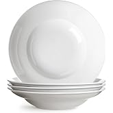 Wareland Large Pasta Bowls, 50 Ounces Big Salad Bowls, 10.7 inch White Soup Bowls, Ceramic Serving Bowl Set of 4, Wide and Shallow Bowls Set, Microwave and Dishwasher Safe