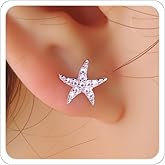 Starfish Earrings for Women Gold Silver Plated Stud Earring Mermaid Summer Beach Accessories Dainty Pearl Earring Boho Ocean Earrings Vacation Jewelry
