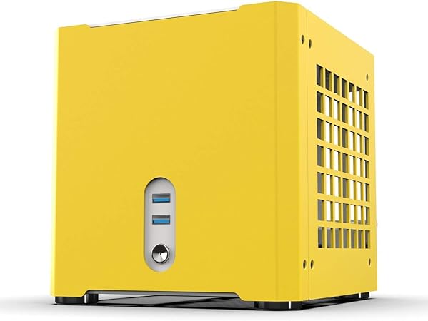 Amazon Com Mini Computer Case Portable Itx Htpc Mother Board Metal Diy Pc Case Support Sfx Power Supply Mc18 Yellow Computers Accessories