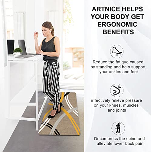 Artnice Mat for Standing Desk One Piece, Modern Abstract Design Anti Fatigue Mats for Kitchen Floor,Waterproof Memory Foam Kitchen Rugs,Cushioned Comfort Mat for Home & Office, 17.5\