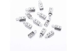 PH PANDAHALL Pandahall 50pcs 304 Stainless Steel Fold Over Crimp Cord Ends Fold Over Cord Ends Leather Ribbon Ending Clasp Tips End Clamp Jewelry Connector Components Jewelry Making 10x4x3mm