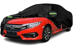 Qnmittry Waterproof Car Covers Compatible with 2011-2024 Honda Civic Sedan, All Weather Custom-fit Car Cover with Zipper Door for Rain Snowproof UV Windproof Protection