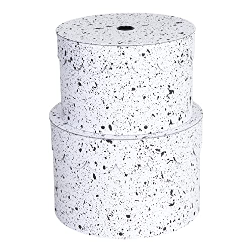 Bigso Box of Sweden WILMA Set of 2 Round Storage Boxes with Lids - Organiser Box with Lid for Clothes, Toys etc. - Decorative Round Box Made of Fibreboard and Paper in Linen Look - Black Speckled