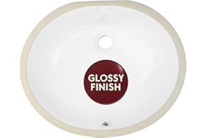 Highpoint Collection Undermount Bathroom Sink – 17"x14" White Oval Bowl Sink with Overflow for Larger Vanity – Porcelain Enamel Glaze Ceramic, Template Included HP-1714W
