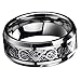 ILJILU New Silver Celtic Dragon Titanium Stainless Steel Men's Wedding Band Rings EW sakcharn (Size 11)