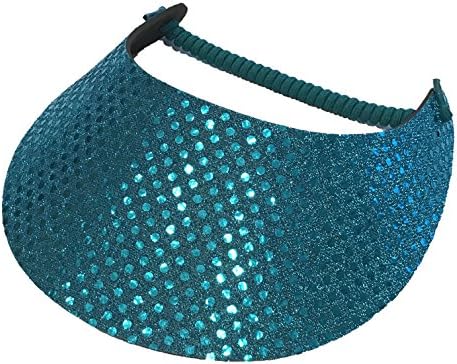 Pickleball Fashion Fabric Foam Sun Visor - Adjustable - Turquoise Glitz