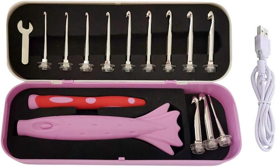 12 Sizes Lighted Crochet Hooks,Light Up Crochet Hooks Complete Set
