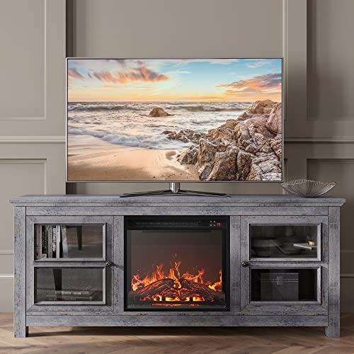 BELLEZE Modern 58 Inch Farmhouse TV Stand with 18 Inch Electric