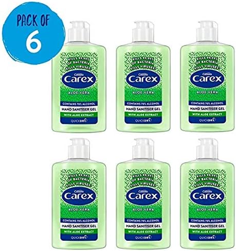 Carex Aloe Vera Anti Bacterial Hand Sanitiser Gel Pack of 6, Family Size with Anti Viral action* Hand Gel and 70% Alcohol that Cleans, Cares and Protects, 300ml Sanitiser Gel - Image 4