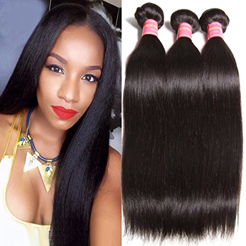 Ali Julia Wholesale 8A Peruvian Straight Virgin Hair Weave 4 Bundles 100% Unprocessed Remy Human Hair Weft Extensions 95-100g/pc (20 22 24 26", Natural black color)