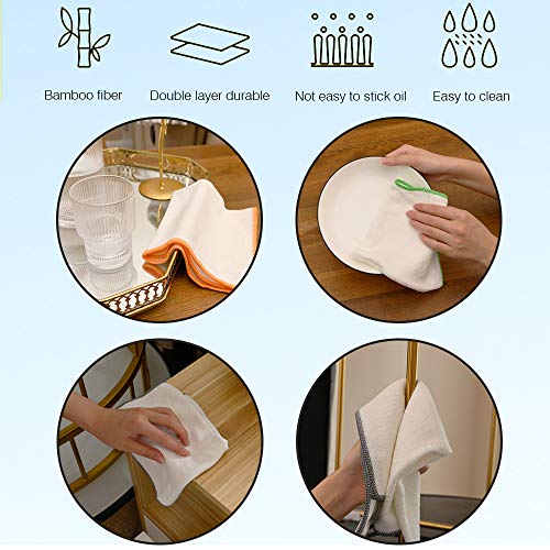 100 Bamboo Kitchen Dish Cloths,White Washcloths Dish Towels,Dish Rags