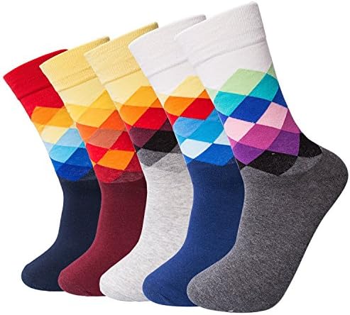 Mystylees 5 Pairs Colorful Dress Socks Classic Styles Fun Socks Rainbow