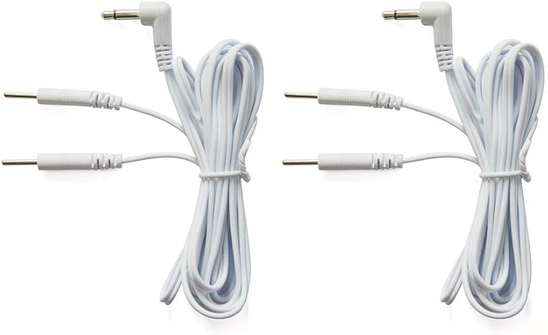 Vogueing Tool 1 Pair 120cm TENS Lead Wires 3.5mm Jack 2mm Pins White