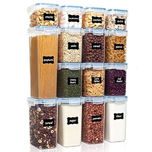 Vtopmart Airtight Food Storage Containers Set with Lids, 15pcs BPA Free Plastic Dry Food Canisters for Kitchen Pantry…