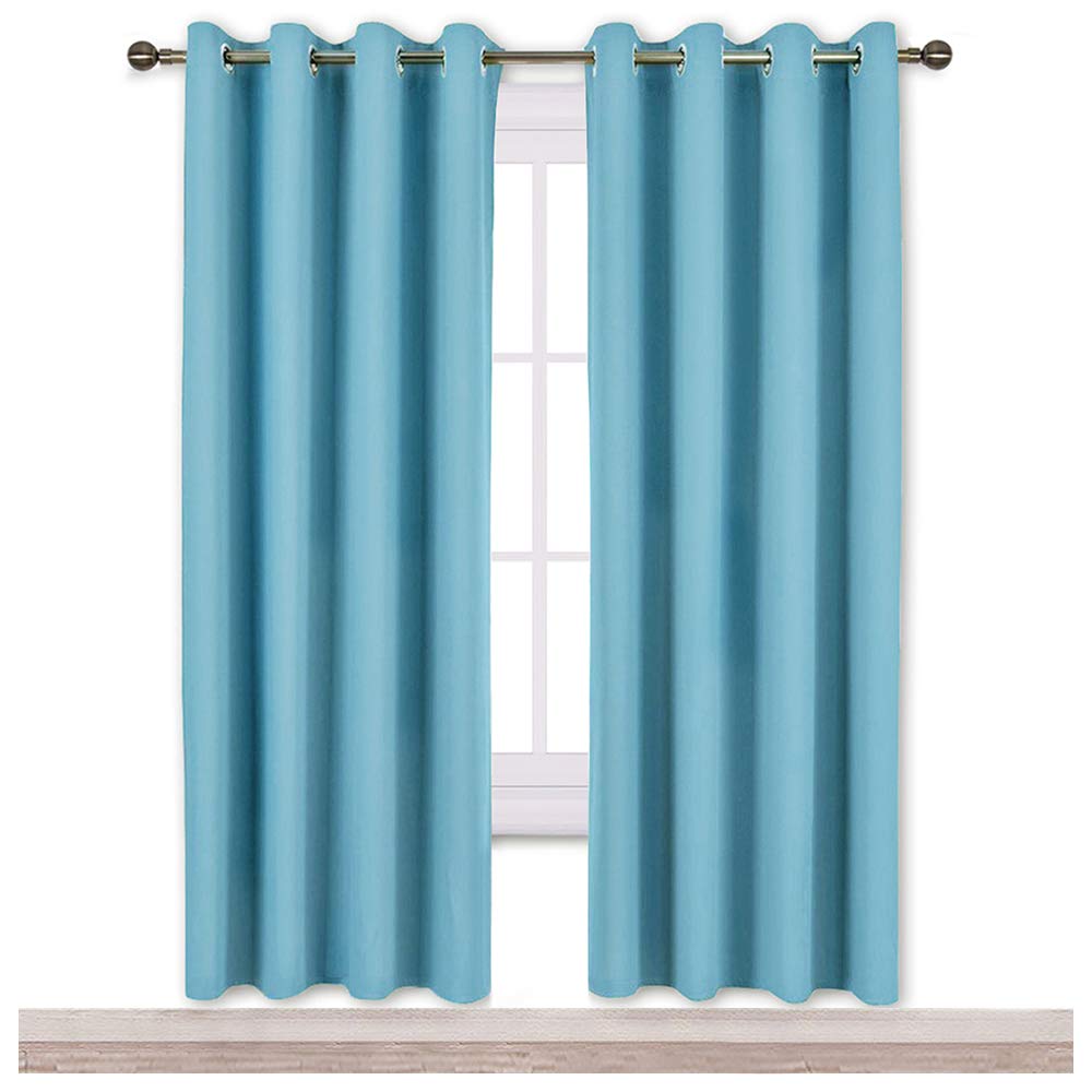 Best ocean blue blackout living room curtains