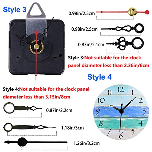 2 Pack Non Ticking Wall Miniature Clock Movements Mechanism with 5