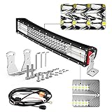 LED Light Bar Curved, Autofeel 22 inch 320W Quad Row Driving Lights Spot Flood Combo Beam Light Bar Off Road Lights with Mounting Brackets and Wiring Harness for Truck Jeep ATV UTV Wrangler SUV Dodge