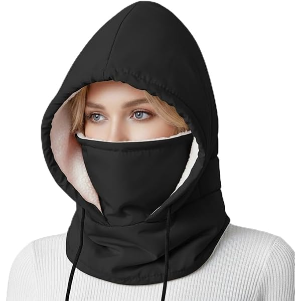 Balclava Ski Mask Women and Men Hairy Face Mask Beanie (Black) at