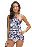 FanShou Women High Neck Tankini Top Sets Swimwear Two Piece Swimsuit Bathing Suits