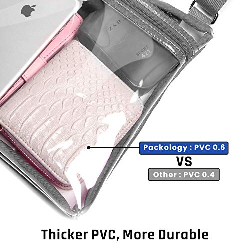 Clear Stadium Bags for Women, Clear Purse Stadium Approved Crossbody Bag for NFL, NCAA, PGA with Adjustable Strap (French Grey)