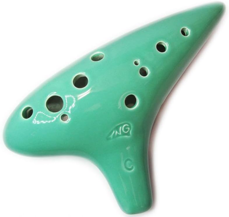 Masterpiece Green Fairy 12 Hole Ceramic Alto Ocarina, Glazed green
