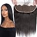 Brazilian Virgin Human Hair 100% Unprocessed Silky Straight lace Frontal With Baby Hair Remy Hair Ear to Ear Lace Closure Natural Black Color(16 Inch 13x4 frontal)