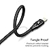 Aimus Phone Charger Cable, 3 Pack 4FT+4FT+6FT Cotton Braided Data Cable Line with LED Light USB Charger Cable Gaming Charging Cable Cord Compatible with iPhone X/8/7/6/6s/5/, iPad and iPod- Black