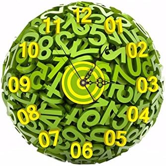 PAG STICKER 3D Clock Wall Decals Green Numbers Ball Wall Sticker Home Wall Decor Gift