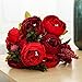 Ogrmar Vintage Artificial Peony Silk Flowers Bouquet for Decoration (Red x2)