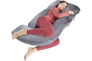 Wndy's Dream Pregnancy Pillow J Shaped Full Body Pillow with Velvet Cover, 60 inches Maternity Pillow for Pregnant Women Back, Legs and Belly Support