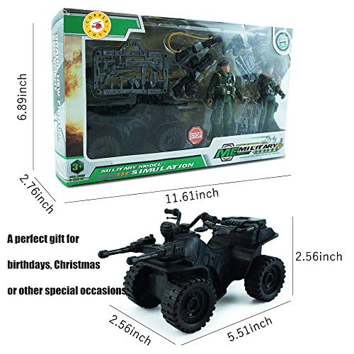 CORPER TOYS Army Men Military Soldier Toy Kit Mini Action Figure Playset Armored Car with Assorted Accessories Gifts for Kids Boys Girls Children - Thumbnail 4