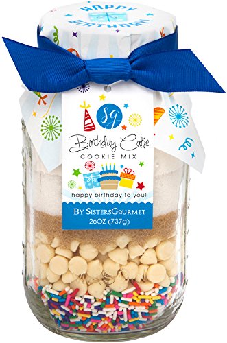 Sisters' Gourmet Happy Birthday Cake Cookie Mix with Blue Ribbon, 26 Ounce