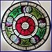 Decorative Hand Painted Stained Glass Window Sun Catcher/Roundel in a Scottish Rose and Thistle Design