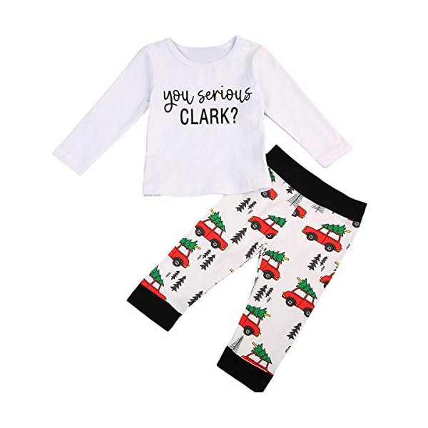2Pcs Baby Boys Long Sleeve Letter Romper T-Shirt Pants Christmas Cotton Pajama Outfits Set