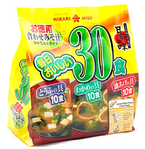 HIKARI Instant Miso Soup, Variety 30 Servings (10 Tofu, 10 fried tofu, 10 Wakame) (Pk of 1)
