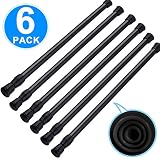 SIQUK 6 Pack Cupboard Bars Adjustable Spring Tension Rods Black Refrigerator Bar Extendable Rod for DIY Projects, 15.7 to 28 Inches