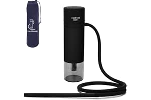 NEWBEECLASSIC Black Mini Portable Hookah Set - Single Hose Water Pipe with Multi-Purpose Bowls, Wind Cover & Travel Hookah Cup