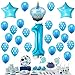 Blue 1st Birthday Boy Decorations - Large, 40 Inch | Number 1 Balloon with Mylar Cake and Star Balloons Pack | First Birthday Balloons | 1st Birthday Decorations for Baby Boy | 1 Year Old Birthday