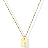 Gacimy 18K Real Gold Plated Initial Necklace for Women - Small Square Letter Pendant with Box Chain - Minimalist Personalized Jewelry Gifts for Mom
