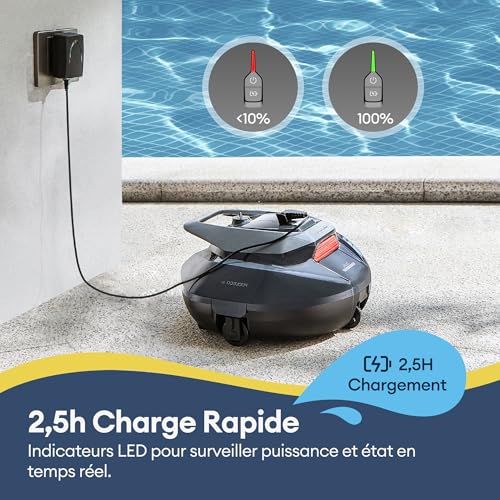 Ultenic Pooleco 10 Robot Swimming Pool, 90 Min, 80 m², Wireless Pool Robot, Self Parking, 3 Hours Quick Charge, Hookless Recovery Design, Suitable for a Wide Range of Pools